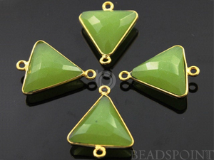 Apple Green Chalcedony Faceted Triangle Connector, (BZC7579) - Beadspoint
