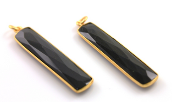 Black Onyx Faceted Long Drop Bezel, (BZC9022/BNX) - Beadspoint