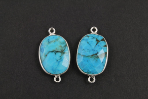 Turquoise Faceted Oval Connector,(BZCT8103) - Beadspoint