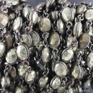 Pyrite Faceted Oval Chain, (BC-PYR-109) - Beadspoint