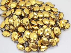 Gold Pyrite Faceted Oval Chain, (GMC-GPY-17X14) - Beadspoint