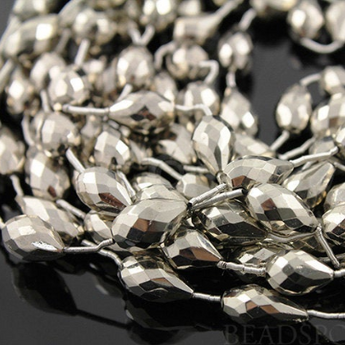 Pyrite Metallic Straight / Long Drilled Tear Drop(PYR7x11TEARLD(P)) - Beadspoint