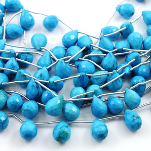 BlueTurquoise Faceted Tear Gemstone Drops, (TQB/TRD/5x9-6x10) - Beadspoint