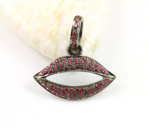Pave Ruby Lips Charm, (DCH-97) - Beadspoint