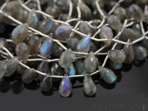 Natural '' NO TREATMENT'' Grey Labradorite Small Faceted Tear Drops, AAA Quality Gems 5x8mm, 1 Strand (LAB5x8TEAR) - Beadspoint