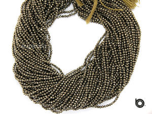 Natural Pyrite  Micro Faceted Rondelle Beads, (PYRT-2.5-FRNDL) - Beadspoint
