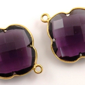 Amethyst Bezel Faceted Clover Connector,(BZC8018) - Beadspoint