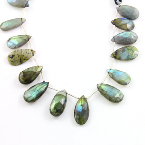 Labradorite Faceted Pear Briolettes Beads, (LAB29x15PR) - Beadspoint