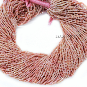Pink Opal Roundel Micro Faceted Rondelle Beads, (PINKOPAL-2RNDL) - Beadspoint