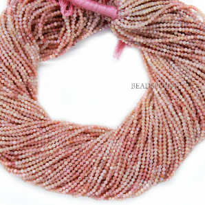 Pink Opal Roundel Micro Faceted Rondelle Beads, (PINKOPAL-2RNDL) - Beadspoint