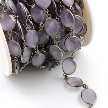 Lavender Chalcedony Faceted Oval Chain, (BC-LCL-29) - Beadspoint