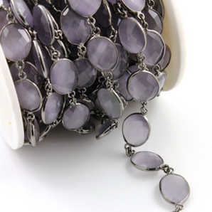 Lavender Chalcedony Faceted Oval Chain, (BC-LCL-29) - Beadspoint