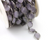 Lavender Chalcedony Oval Faceted Bezel Chain in Antique Rhodium, 14x16 mm, (BC-LCL-29)