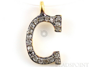 Pave Diamond C letter Silver Vermeil Pendant, ( DCH/C) - Beadspoint