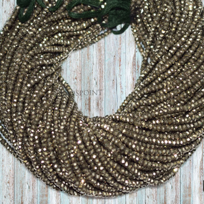 Pyrite Faceted Roundel Beads, (PYRT450RNDL) - Beadspoint