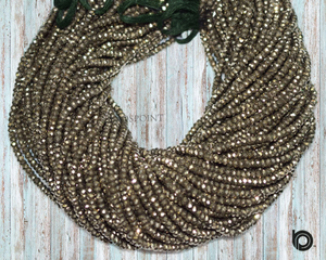 Pyrite Faceted Roundel Beads, (PYRT450RNDL) - Beadspoint