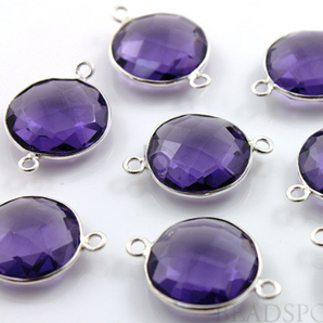 Amethyst puff coin bezel, (SSBZC2004) - Beadspoint