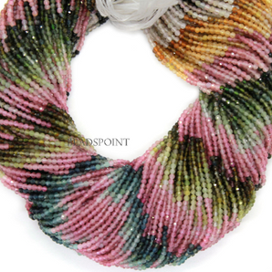 Tourmaline Roundel Micro Faceted Rondelle Beads, (TOUR-2RNDL) - Beadspoint