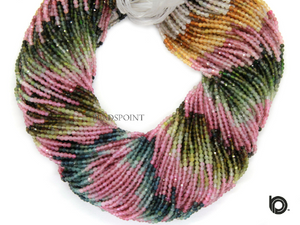 Tourmaline Roundel Micro Faceted Rondelle Beads, (TOUR-2RNDL) - Beadspoint