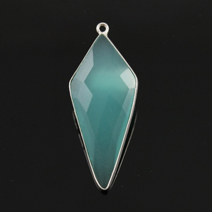 Aqua Chalcedony Arrow Head Bezel Connector,  15x36 mm (SSBZC9021/AQUA) - Beadspoint