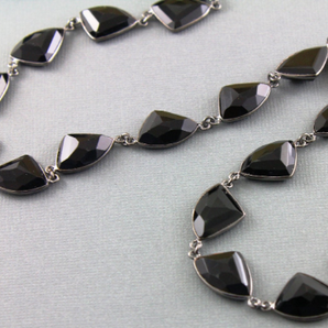 Black Onyx Fancy Cut Chain, (BC-BNX-22) - Beadspoint