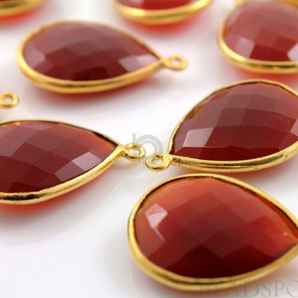 Carnelian Faceted Pear Bezel,(BZC7430) - Beadspoint