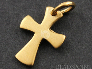24K Gold Vermeil Over Sterling Silver Cross Charm -- VM/CH1/CR31 - Beadspoint