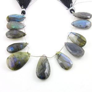 Blue Flashes Labradorite Faceted Pear Briolettes Beads, (LAB34x21PR) - Beadspoint