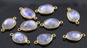 Rainbow Moonstone Faceted Oval Bezel, (RNM13x15) - Beadspoint