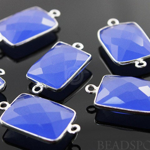 Blue Chalcedony Faceted Chicklet Bezel, (SSBZC7457) - Beadspoint