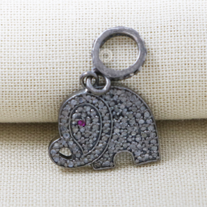 Pave Diamond Elephant Charm, (DC-7091) - Beadspoint