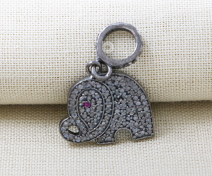 Pave Diamond Elephant Charm, (DC-7091) - Beadspoint