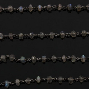 Labradorite Faceted Roundels Wire Wrapped Rosary, (RS-LAB-92) - Beadspoint