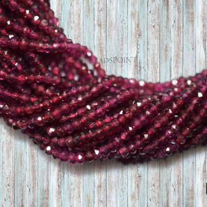 Rhodolite Garnet Faceted Roundel Beads, (GNTR325RNDL) - Beadspoint