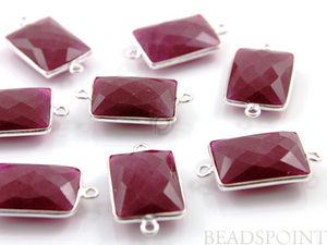 Dyed Ruby Faceted Chicklet Connector, (SSBZC7485) - Beadspoint