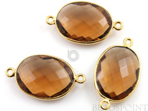 Whisky Topaz Faceted Oval Connector, (BZC7372(A) - Beadspoint