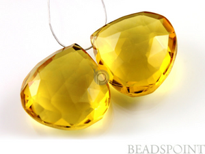 Honey Topaz Faceted Small Heart Drops, 1 Pair, (HT20x20PR) - Beadspoint