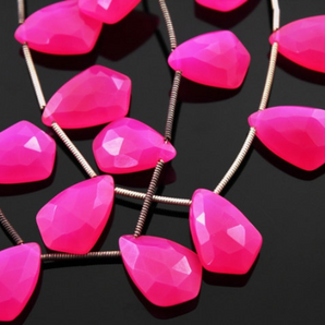 Fuchsia Pink Chalcedony Faceted Pear Drops, (FPC/11x16FNCY), - Beadspoint