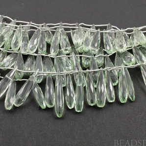 Green Amethyst Micro Faceted Pencil Tear Drops, (GAMsmpencil) - Beadspoint