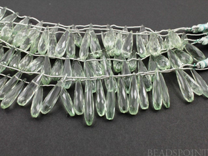 Green Amethyst Micro Faceted Pencil Tear Drops, (GAMsmpencil) - Beadspoint