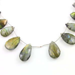 Labradorite Faceted Pear Briolettes Beads, (LAB26x13PR) - Beadspoint