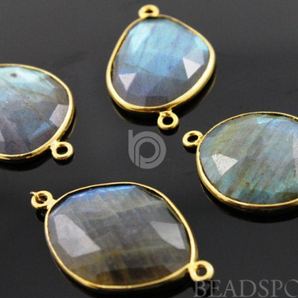 Labradorite Faceted Bezel Connector, Gold Vermeil, 18x24 mm(LABC020-I) - Beadspoint