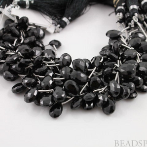 Black Onyx Medium Faceted Pear Drops, (X7x9Fpear) - Beadspoint