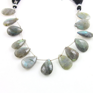 Labradorite Faceted Pear Briolettes Beads, (LAB22x15PR) - Beadspoint