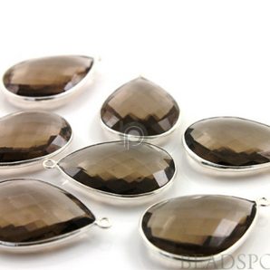 Smoky Quartz Faceted Pear Bezel, (SSBZ7321) - Beadspoint