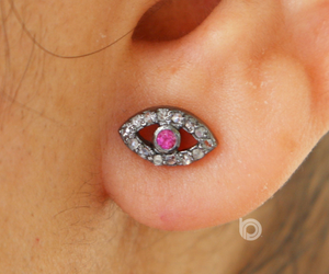 Pave Diamond Evil Eye Earrings,  (DER-151) - Beadspoint