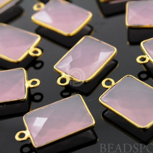 Rose Quartz Faceted Chicklet Bezel, (BZC7484) - Beadspoint