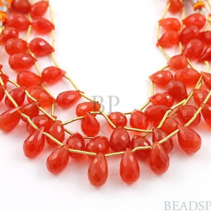 Carnelian Micro Faceted Tear Drops,  (CAR7x10Tear) - Beadspoint