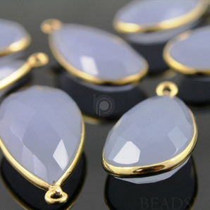 Lavender Chalcedony Faceted Pear Shape Bezel, (BZC7057) - Beadspoint