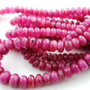 Ruby Smooth Rondelle Beads, (RBY/RNDL/5-7) - Beadspoint